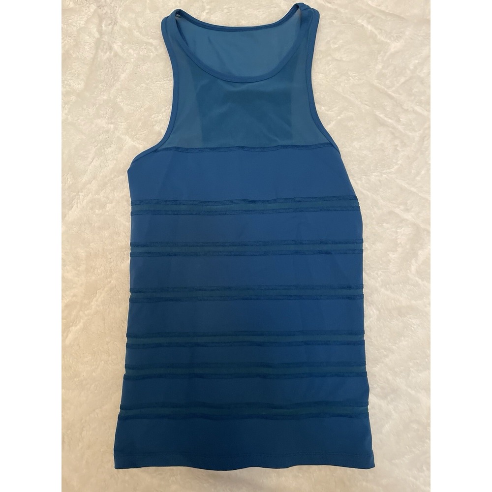 Lorna Jane Womens Blue Mesh Sports Tank Top Size Medium Yoga Running Workout